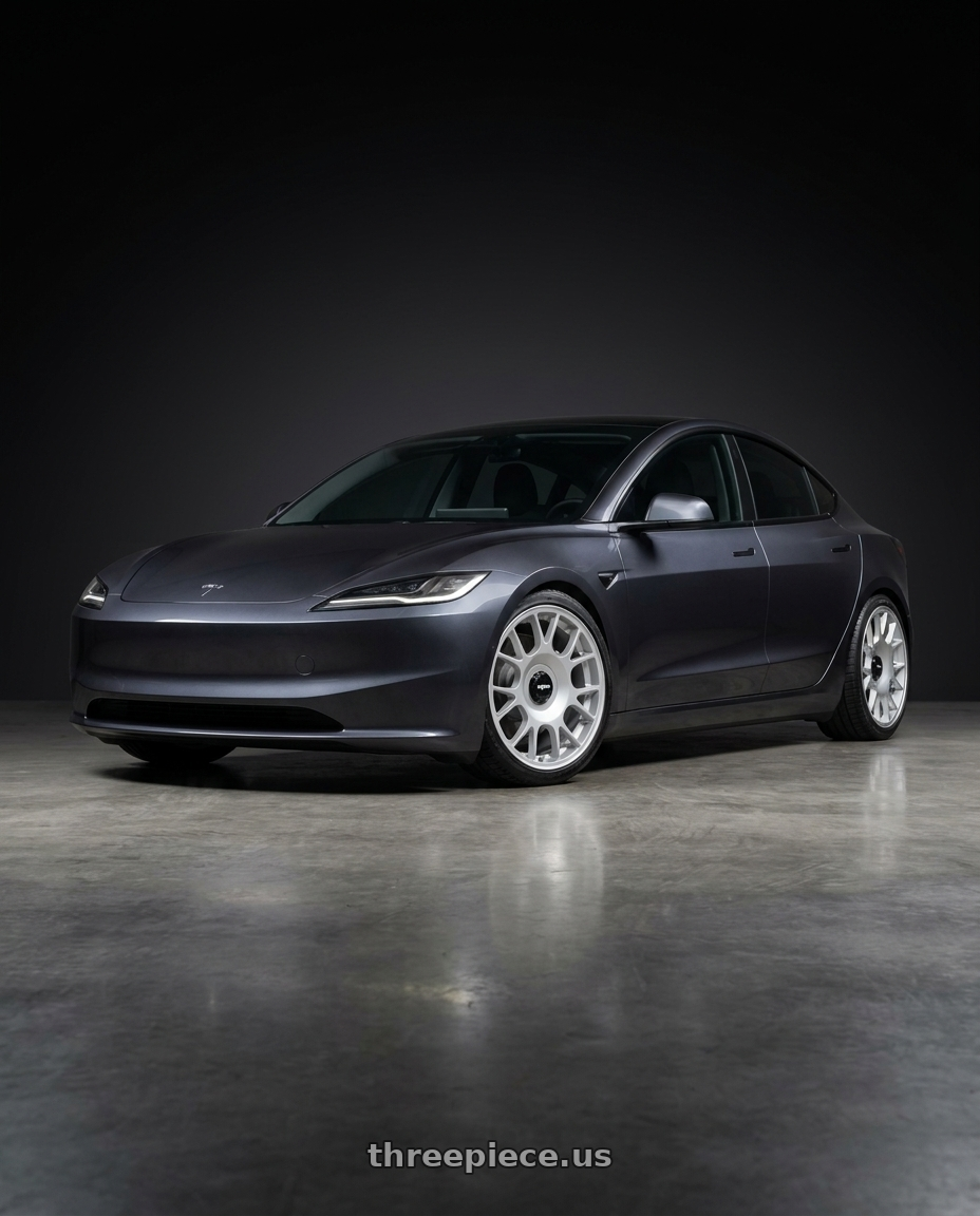 2024 Tesla model 3 with Rotiform 1PC R188 TUF-R 5X112 19X8.5 +45 SILVER wheels