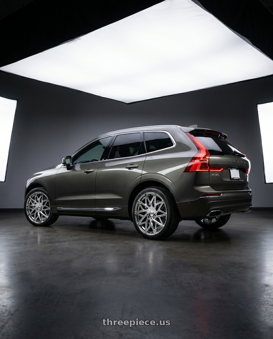 2022 volvo XC60 Inscription with Mazzi Big Easy 372 5x108/5x114.3 20x8.5+35 Chrome wheels rear three quarter view square tires