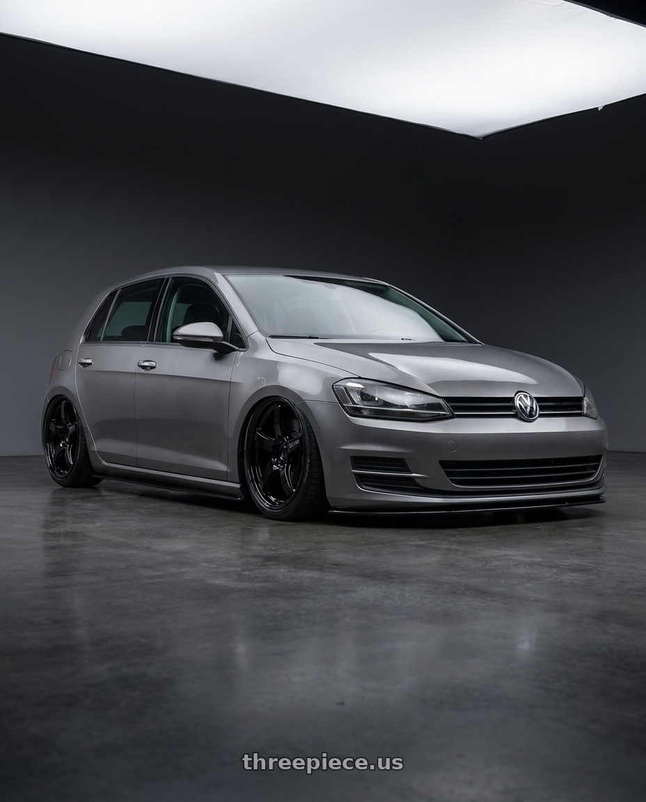 2019 Volkswagen GTI MK7 with Gram Lights 57CR 5x112 19x10.5+22 Glossy Black wheels