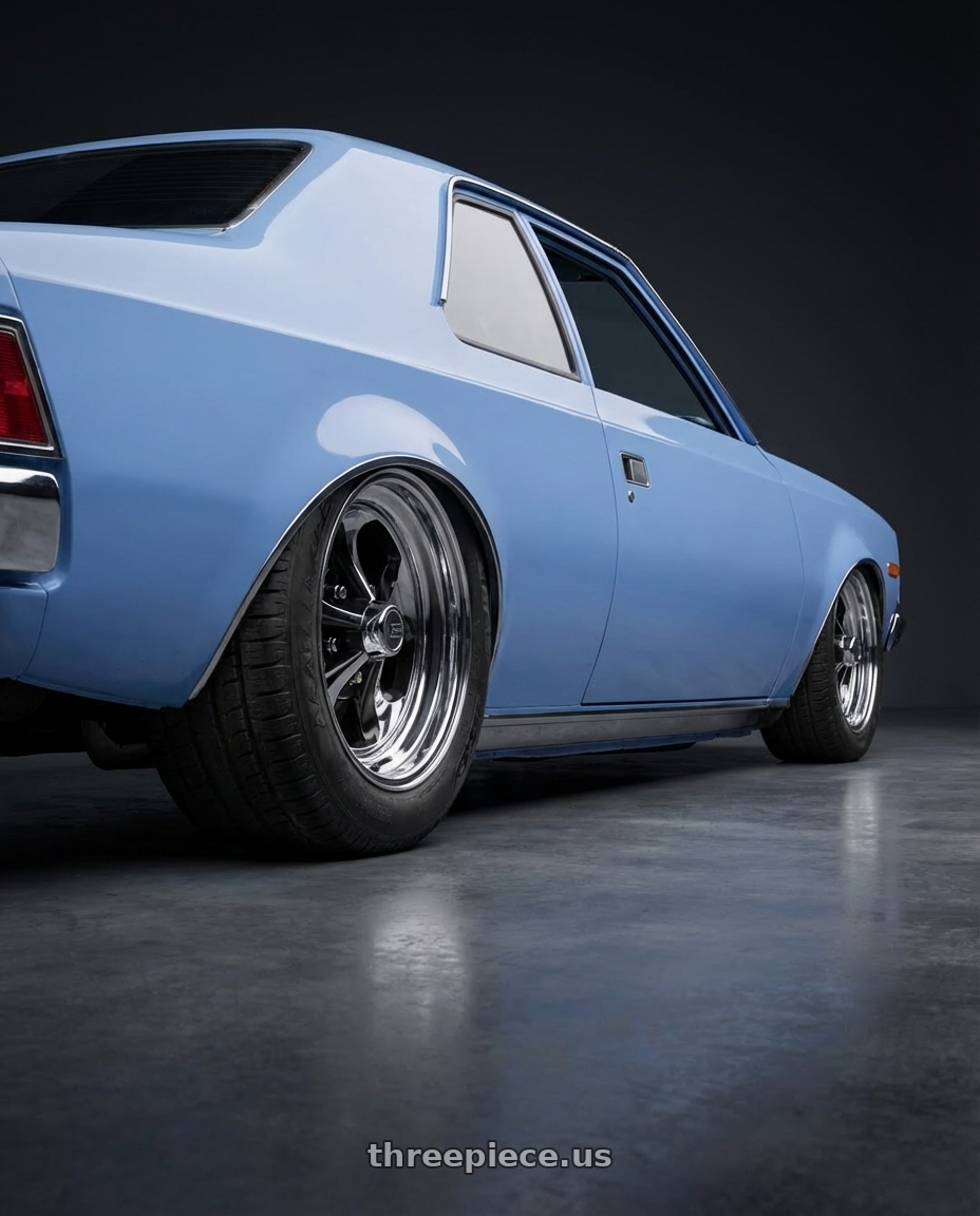 1973 AMC Hornet X with Cragar 32C Keystone Klassic 5x114.3/5x120.65 15x10 -35 A108990 wheels rear three quarter view meaty tires