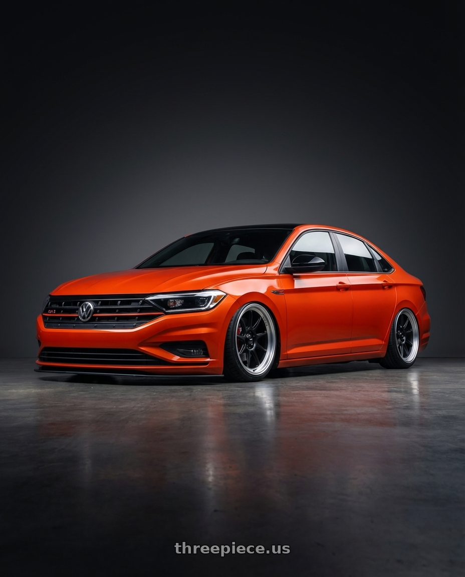 2023 Volkswagen Jetta GLI MK7 with Konig Countergram 5x112 19x11+40 Matte Black / Matte Machined Lip wheels