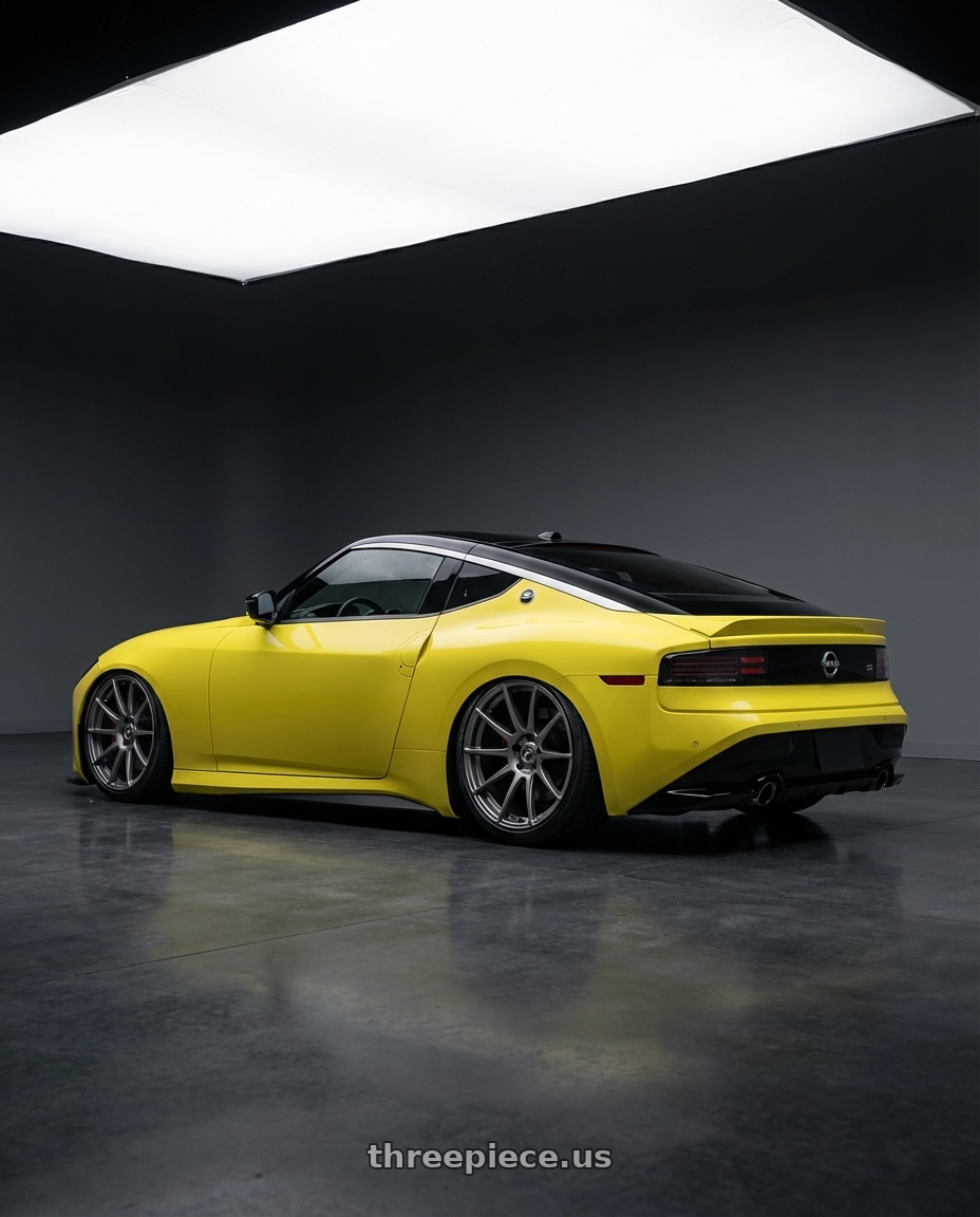 2024 Nissan Z with Forgestar CF10 5x114.3 19x9.5 +29 Gloss Anthracite wheels rear three quarter view slight stretch tires