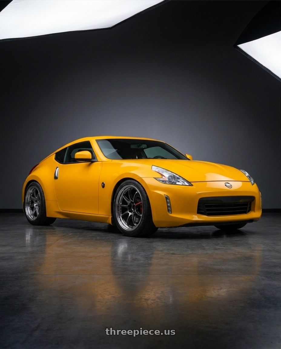 2017 Nissan 370z with Work Emotion Zr10 5x114.3 19x8.5 +38 Glim Black Diamond Rim cut wheels