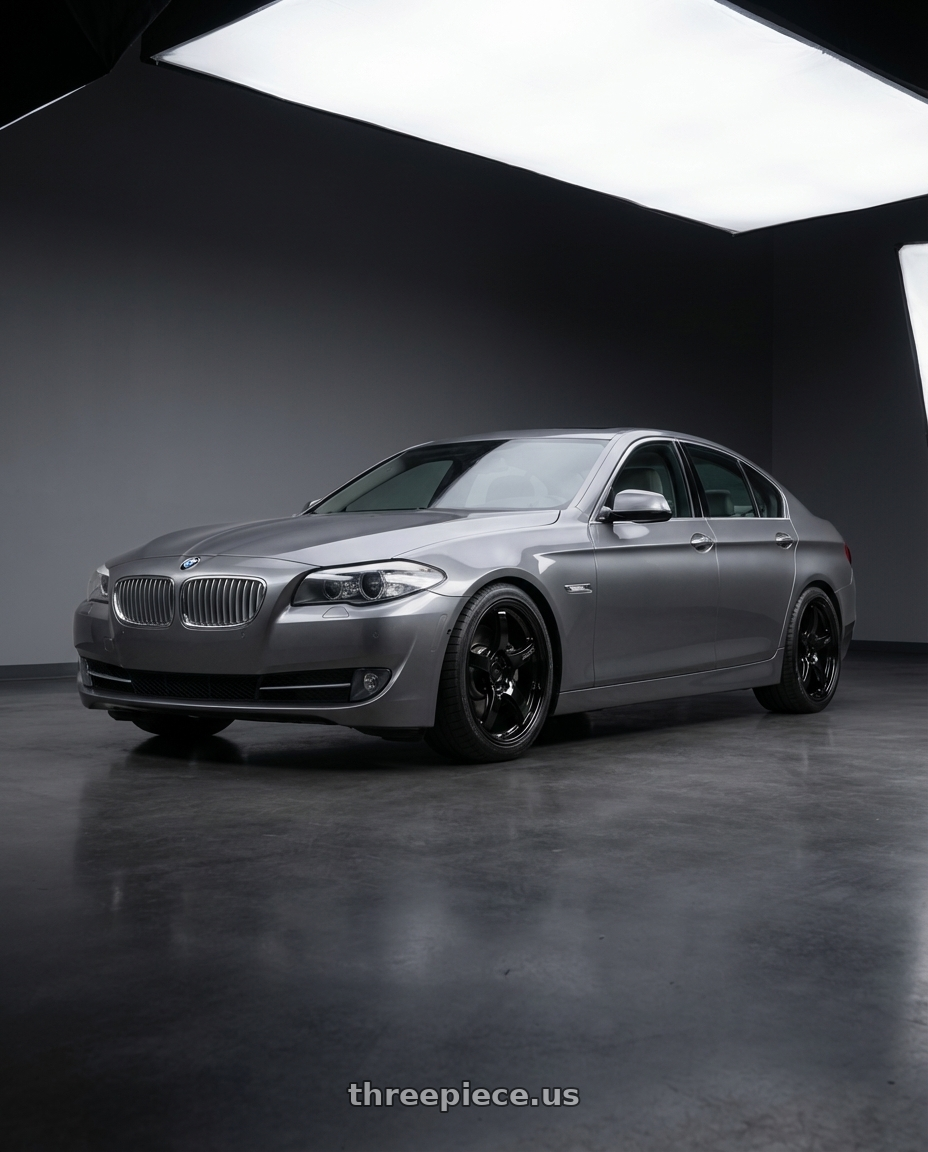 2016 BMW 5 Series F10 with Gram Lights 57CR 5x120 19x10.5+35 Glossy Black wheels