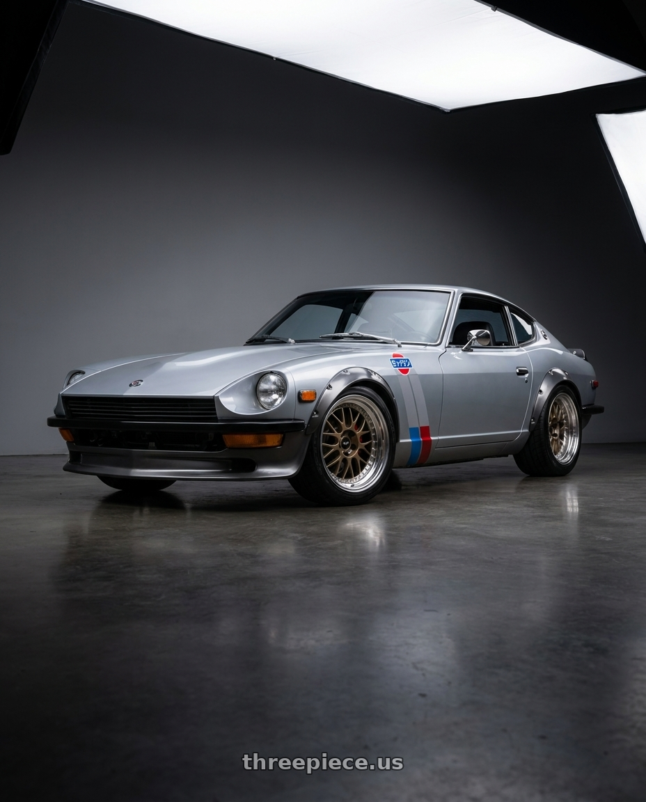 1974 Nissan 260z with Work Meister M1 3p 4x114.3 16x9+18 O Disk Titanium Gold wheels
