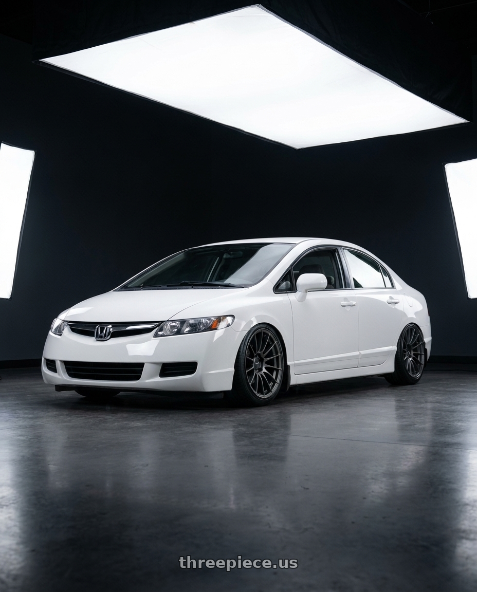 2007 Civic fd with Enkei RS05-RR 5x114.3 18x9+35 Matte Gunmetal wheels
