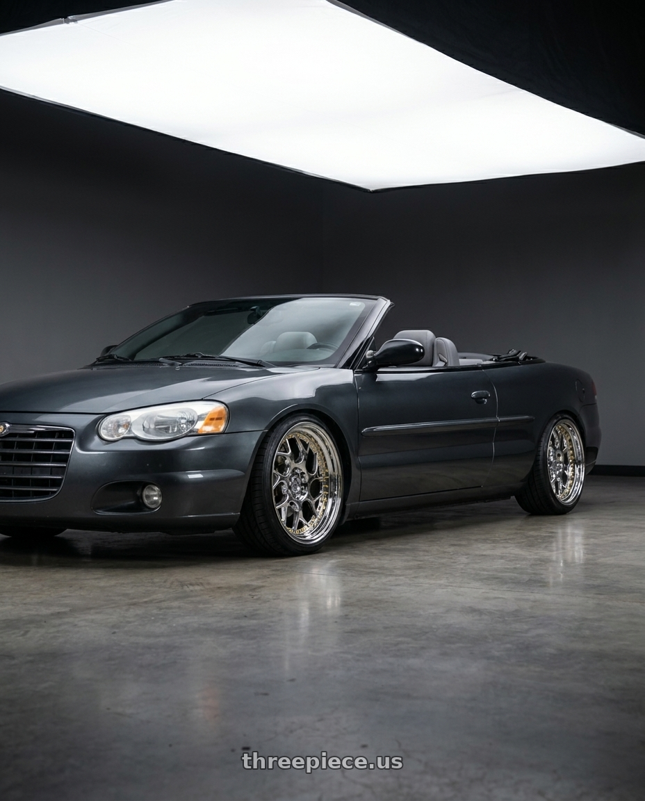 2006 chrysler sebring convertible with Aodhan DS01 5x100 18x8.5+35 Vacuum Chrome W/ Gold Rivets wheels