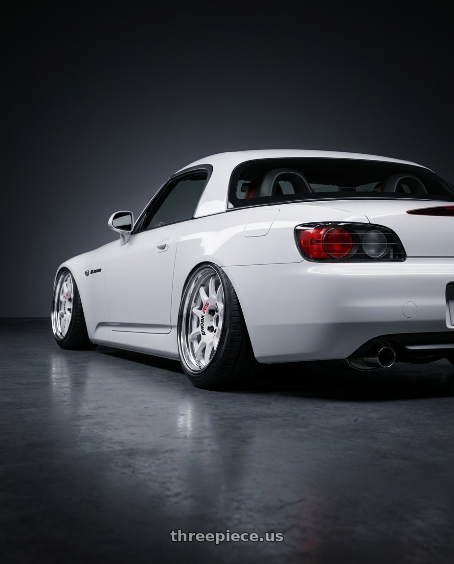 2000 Honda S2000 with Work Emotion Rs11 2p wheels rear three quarter view slight stretch tires
