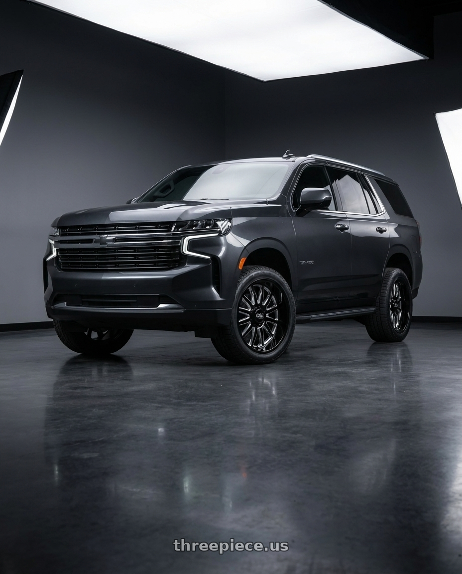 2021 Chevrolet Tahoe LS with Cali Off-Road Summit 9110 6x139.7 22x10+0 Gloss Black/Milled Spokes wheels