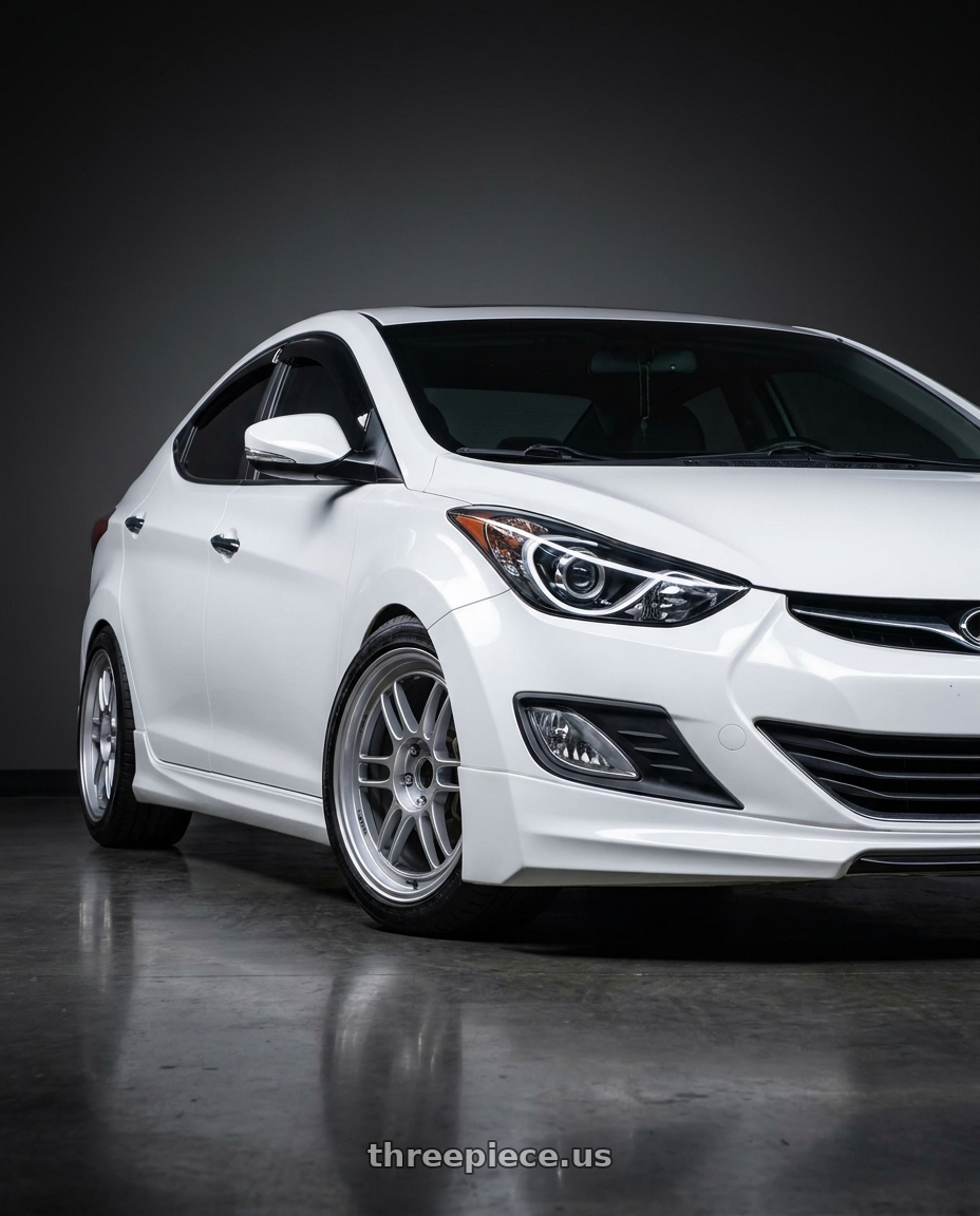 2014 hyundai elantra white with Enkei RPF1 5x114.3 18x8+35 Silver wheels