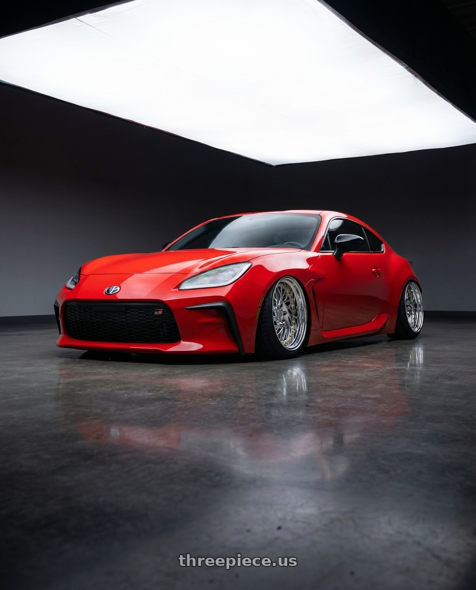 2024 Toyota GR86 with Aodhan DS03 5x114.3 18x9.5 +30 Vacuum Chrome w/Gold Rivets wheels