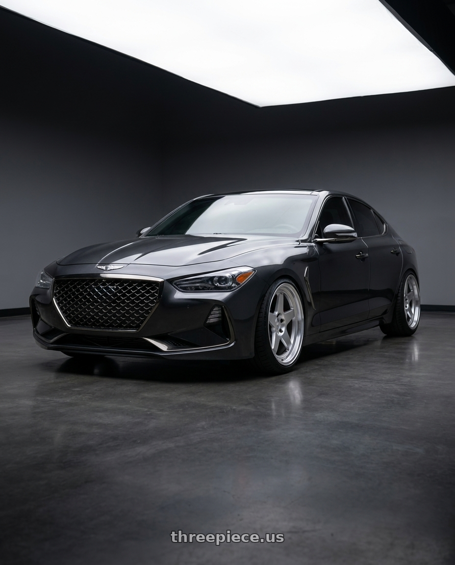 2019 Genesis g70 with Kansei K12H KNP 5X100 18x10.5 12 Hyper Silver wheels
