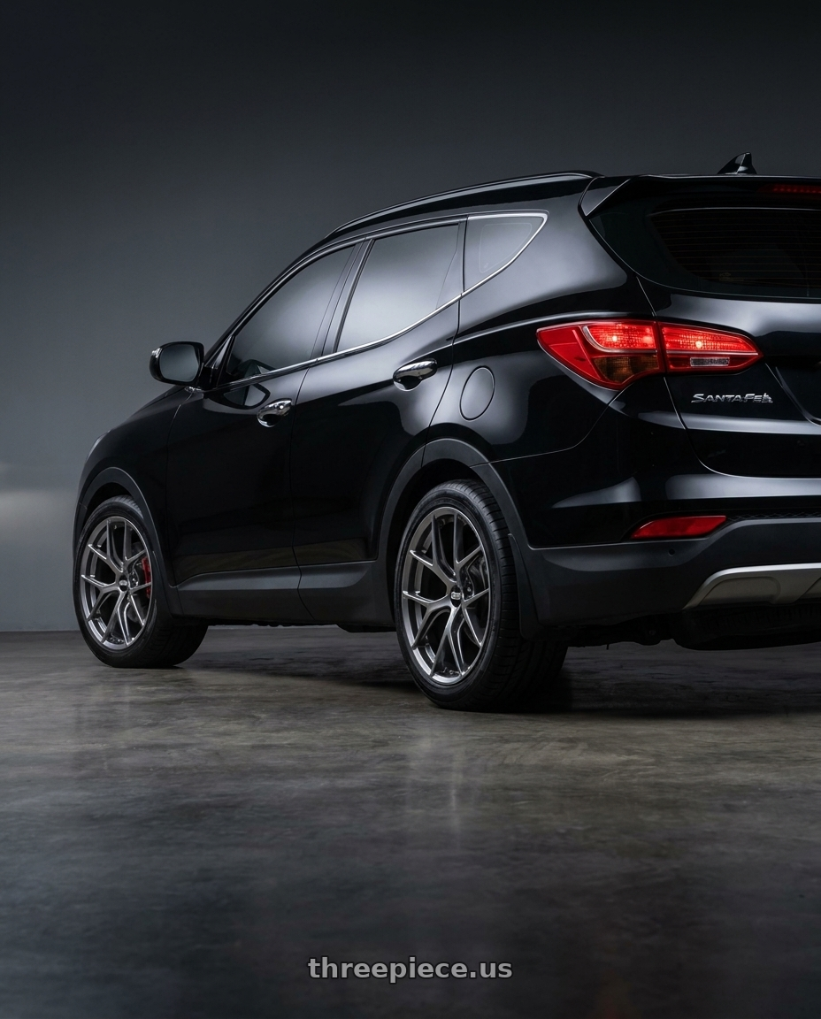 2014 HYUNDAI SANTAFE with BBS FI-R 5x114.3 20x11.5+50.5 Gloss Platinum wheels rear three quarter view square tires