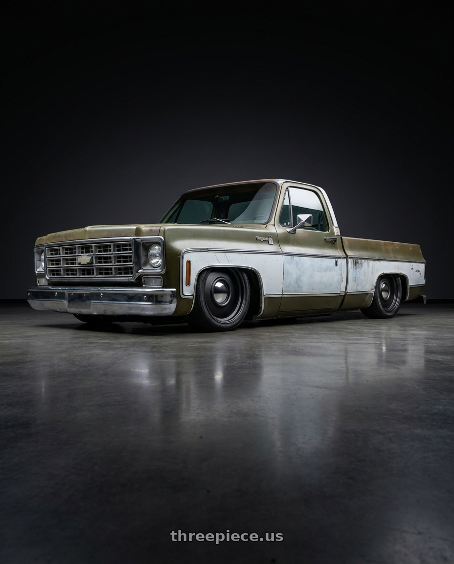 1976 Chevy c10 with Boyd Coddington 61SB Smoothie 5X5.00 17x7 0 Satin Black wheels