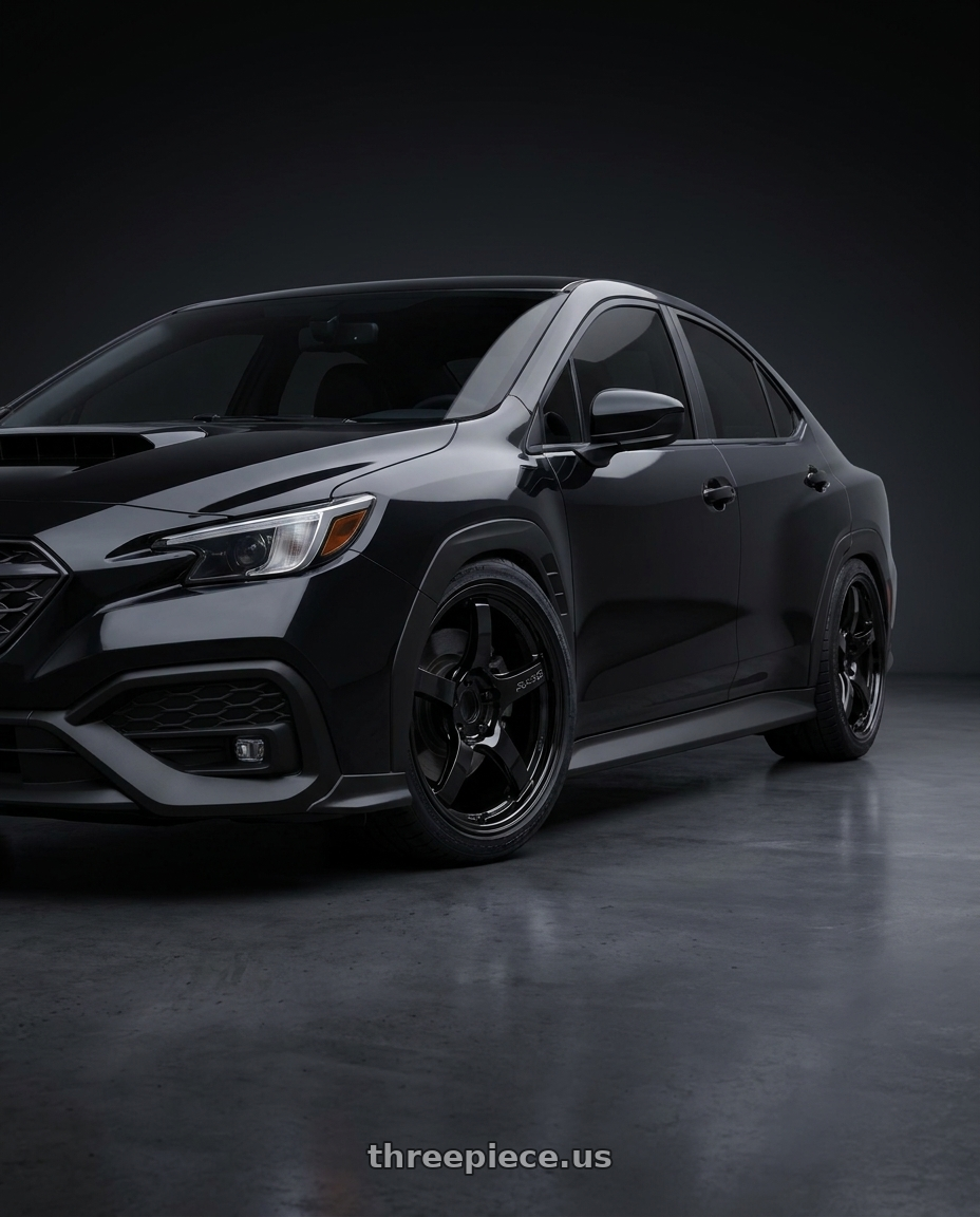 2025 Subaru wrx with dark tinted windows painted crystal black silica with Gram Lights 57CR 5x100 18x9.5+38 Glossy Black wheels