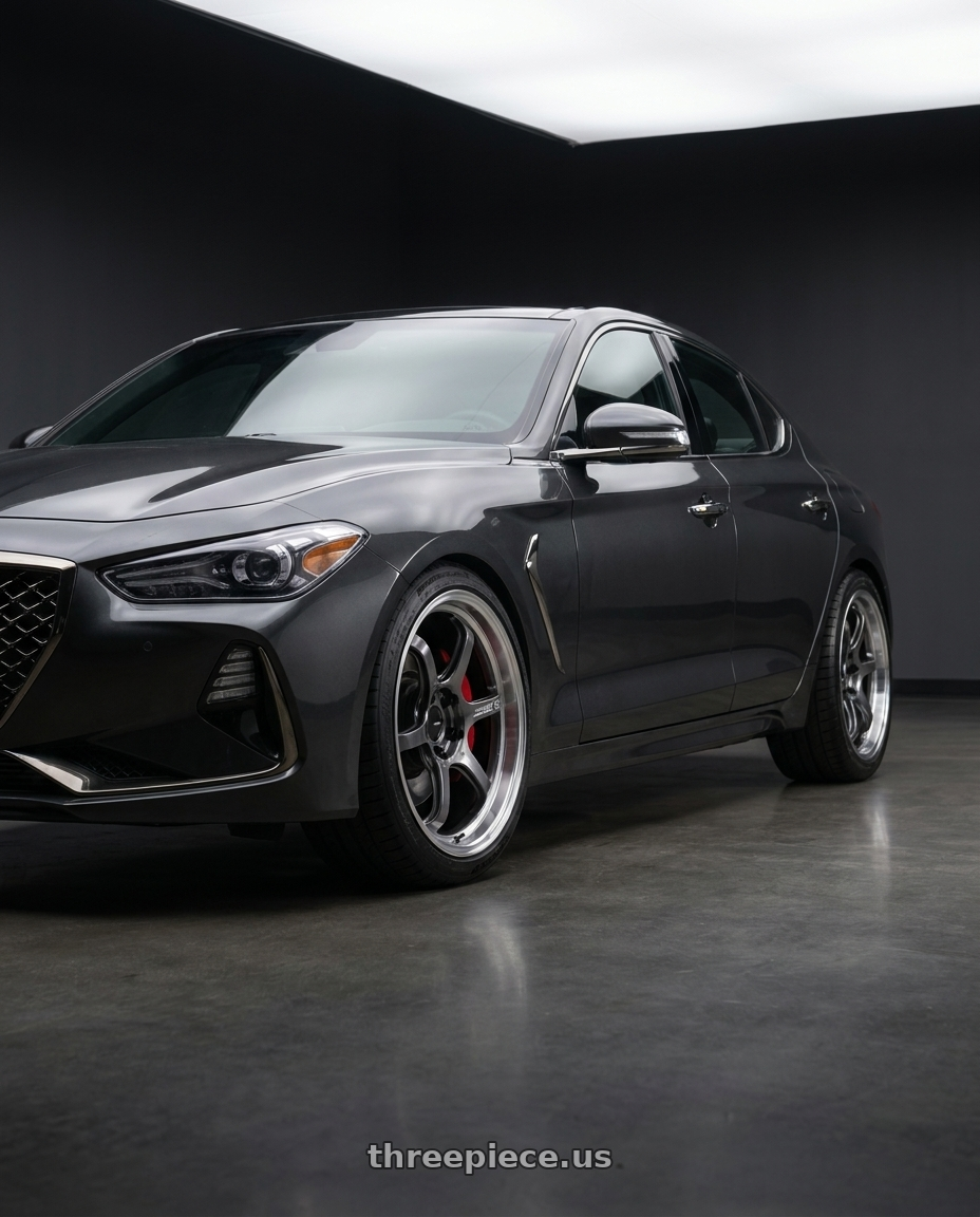 2019 Genesis G70 with Advan Racing R6 5x100 18x8.0 +45 MACHINING & HYPER PLATINUM BLACK wheels