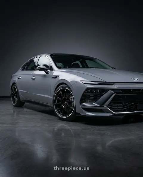 2025 Hyundai Sonata N Line with Advan RZ II 5x114.3 19x9.0+45 Racing Gloss Black and Ring wheels