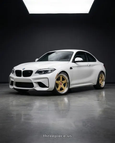 2018 BMW M2 with Work Zistance W5s 5x120 19x9.5+24 r disk Gold wheels