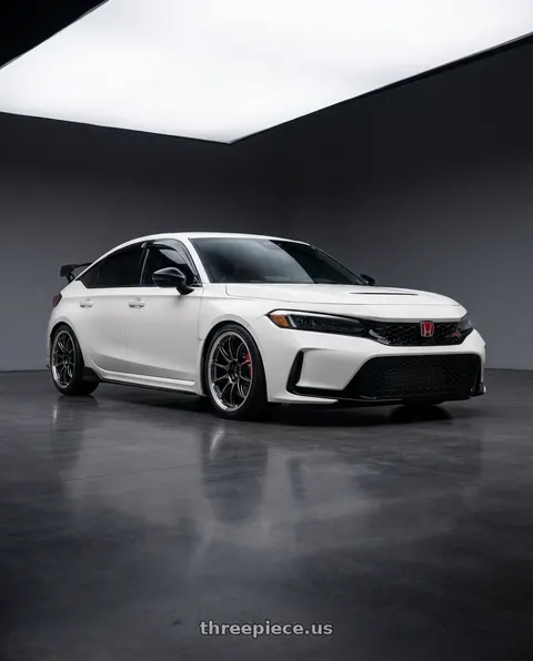 2025 Honda Civic Type R with Work Emotion Zr10 5x120 19x9.5 +38 Glim Black Diamond Rim cut wheels