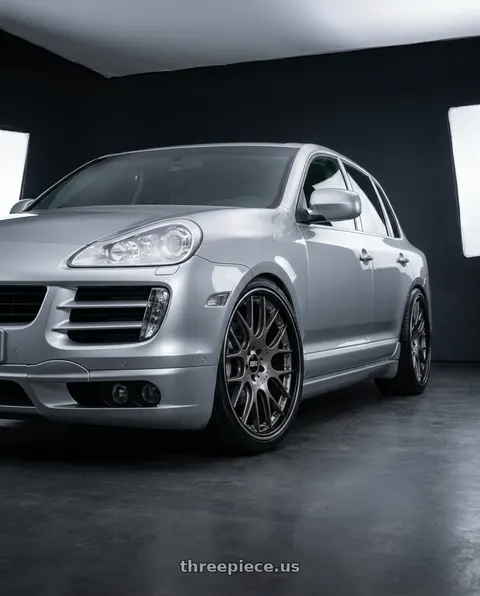 2005 Porsche Cayenne Turbo with BBS CH-RII 5x120 22x10.5 +30 Satin Platinum Center Black Lip SS Rim Prot wheels