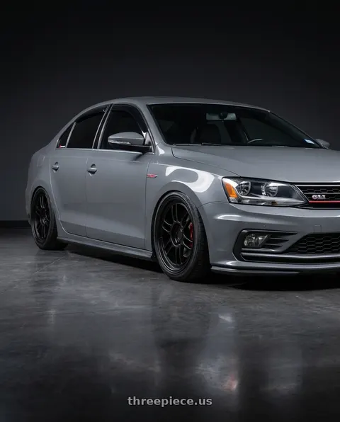 2016 Volkswagen Jetta with Enkei RPF1 5x112 18x9+35 Black wheels