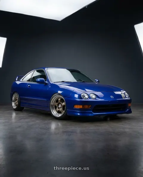 1998 Acura Integra GS-R with Work Meister S1 2P 4x100 15x5.5+38 A Disk Titanium Gold wheels