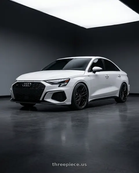 2024 Audi S3 with Avant Garde Wheels M520R 5X112 19x8.5 +35 Gloss Black wheels
