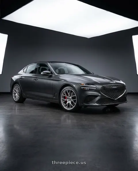 2023 Genesis G70 with Enkei Raijin 5x114.3 18x8.5+35 Hyper Silver wheels