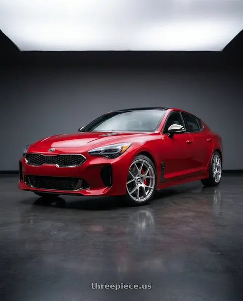 2018 Kia Stinger GT2 with Enkei Raijin 5x114.3 19x8.5+35 Hyper Silver wheels