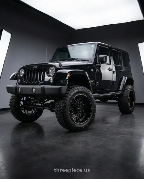 2016 Jeep Wrangler Sahara with WELD Off-Road Fulcrum 5x127 20x12 -44 Gloss Black/Milled wheels