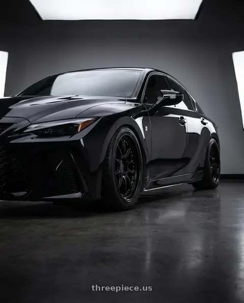 2025 Lexus IS350 with Aodhan DS07 5x114.3 18x8.5+35 Gloss Black W /Gold Rivets wheels