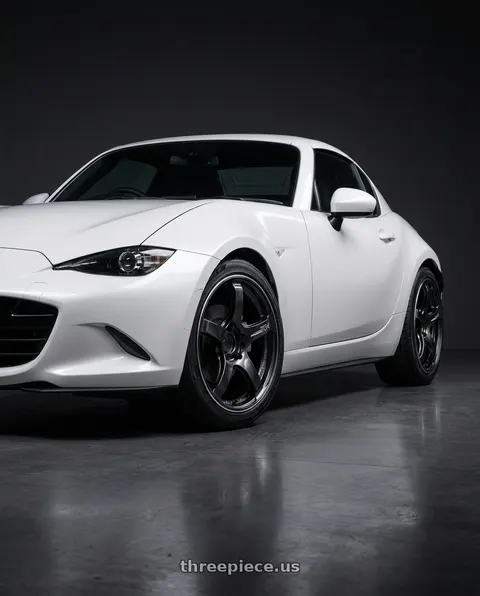 2024 MAZDA MX-5 WHITE with Advan Racing TC4 4x100 17x8.0 +35 BLACK GUNMETALLIC & RING wheels