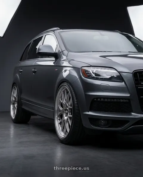 2015 Audi Q7 with BBS CH-RII 5x130 22x11.5 +50 Satin Platinum Center Black Lip SS Rim Protector wheels