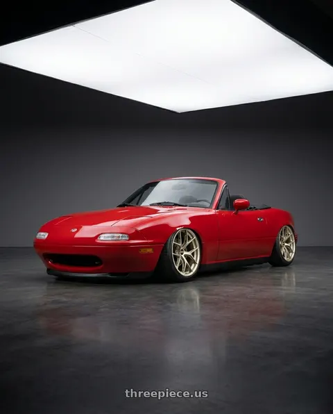 1990 Mazda Miata with BBS FI-R Evo 5x112 19x9.5+15 White Gold wheels