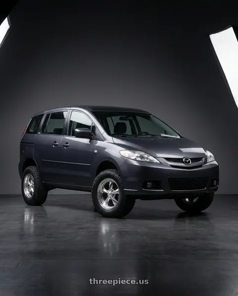 2007 Mazda 5 with American Racing Vintage VN425 TORQ THRUST SL 5X114.3 17X8 0 TWO-PIECE POLISHED wheels