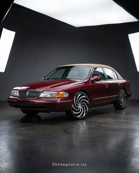 1997 Lincoln Continental with Azara AZA-521 blank 5x/6x 28x9.5 +15 Gloss Black & Machined wheels