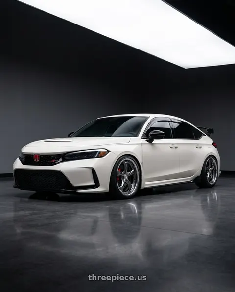 2023 Honda Civic Type R with Work Wheels VS-KF 5x120 19x9.5+35 Brilliant Silver Black L Disk FULL REVERSE wheels