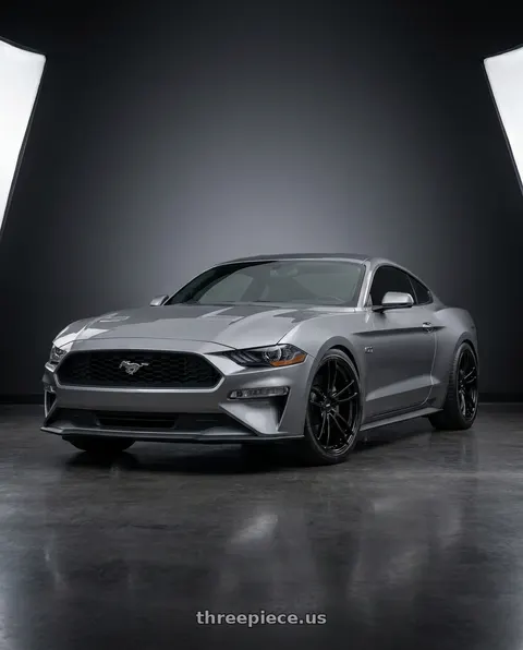 2021 Ford Mustang GT with American Racing AR941 MACH FIVE 5X114.3 19X11 +25 GLOSS BLACK wheels