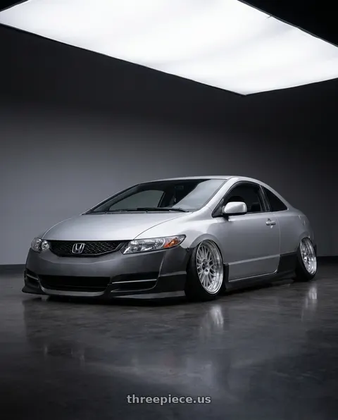 2007 Honda Civic with Vors VR8 5x114.3 17x8  +35 Silver Machine Lip Chrome Rivet wheels