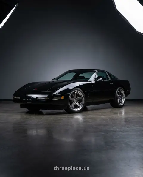 1995 Chevrolet Corvette with Work Zeast Black Label Bst2 5x120.65 19x10+45 A Disk Brilliant Silver Black wheels