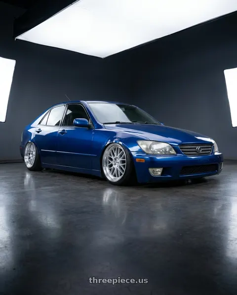 2001 Lexus IS300 with KATANA RACING KR06 5x114.3 18x8 +40 Glossy Silver Machine Lip wheels