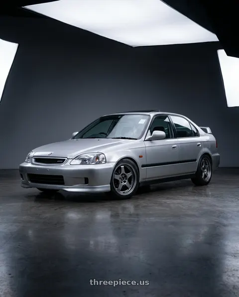 1999 Honda Civic with WedsSport Hase Spec II 6x139.7 17x8.5-6 Light Gun Metallic wheels