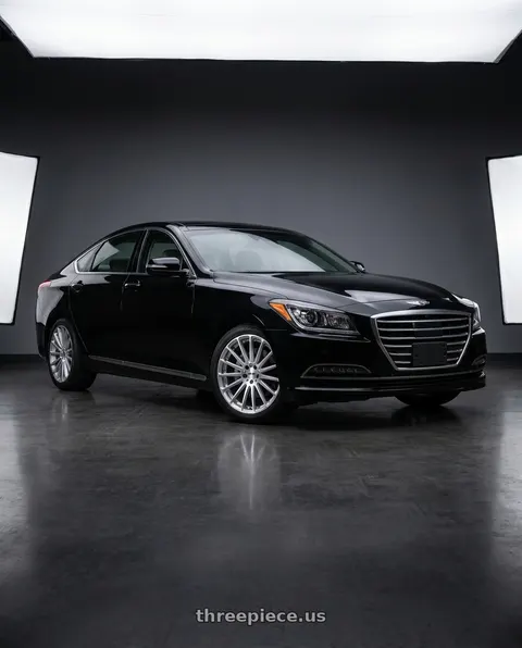 2016 Hyundai Genesis 3.8 with TSW TURBINA 5X114.3 19X8.5 +40 TITANIUM SILVER W/ MIRROR CUT FACE wheels
