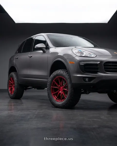 2015 Porsche Cayenne with Rohana RFX2 5x130 20x9+45 Gloss Red wheels