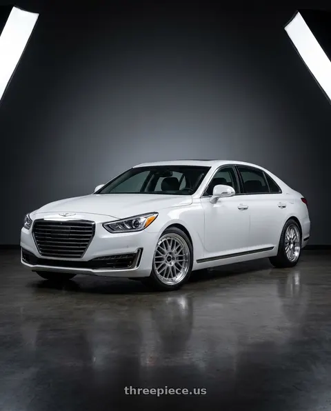 2018 Genesis G90 Ultimate with Vors VR8 5x114.3 20x8.5  +35 Silver Machine Lip Chrome Rivet wheels