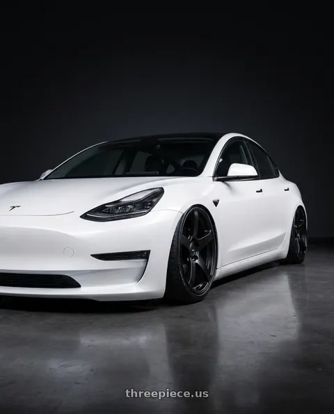 2023 Tesla Model 3 with Ssr Gtv01 5x114.3 19x8.5+38  FLAT BLACK wheels