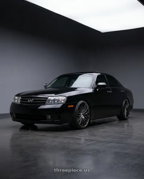 2004 INFINITI M45 with Arvano AV-50 Blank 24x10 +20 Gloss Black & Brushed Double Dark Tint wheels