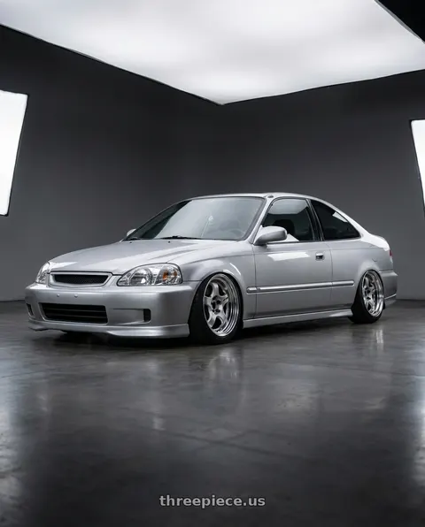1998 Honda Civic EX with Work Meister S1 2P 4x100 15x8+22 A Disk Silver wheels