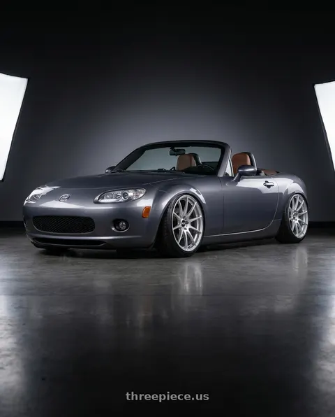 2007 Mazda MX-5 Miata with BBS FS 5x112 19x10 +38 PFS Diamond Silver wheels