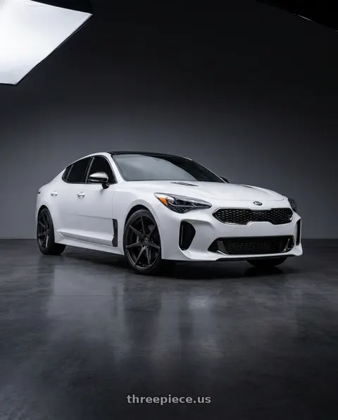 2019 Kia Stinger GT2 with Konig 37B Oversteer 5x114.3 19x8.5 +45 Gloss Black wheels